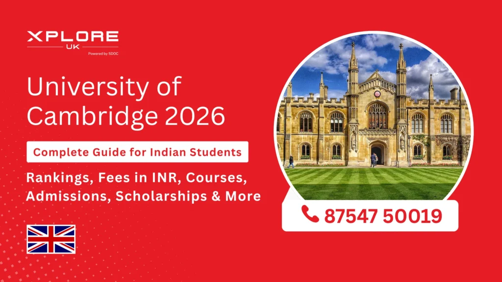 University of Cambridge historic college buildings and courtyard view in England