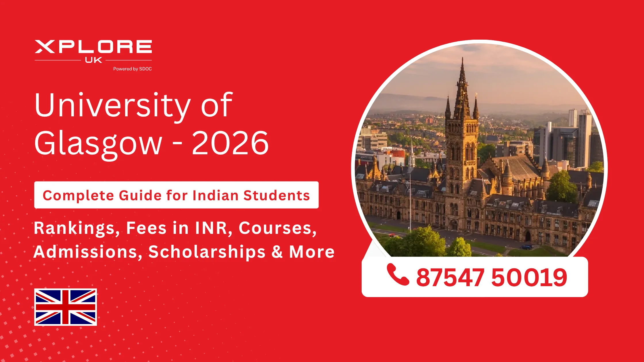 University of Glasgow historic campus buildings and gothic architecture in Scotland