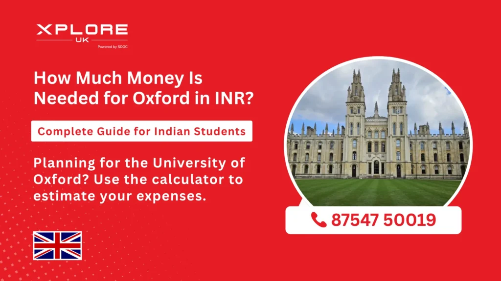 How much money is needed to study at the University of Oxford in INR for Indian students