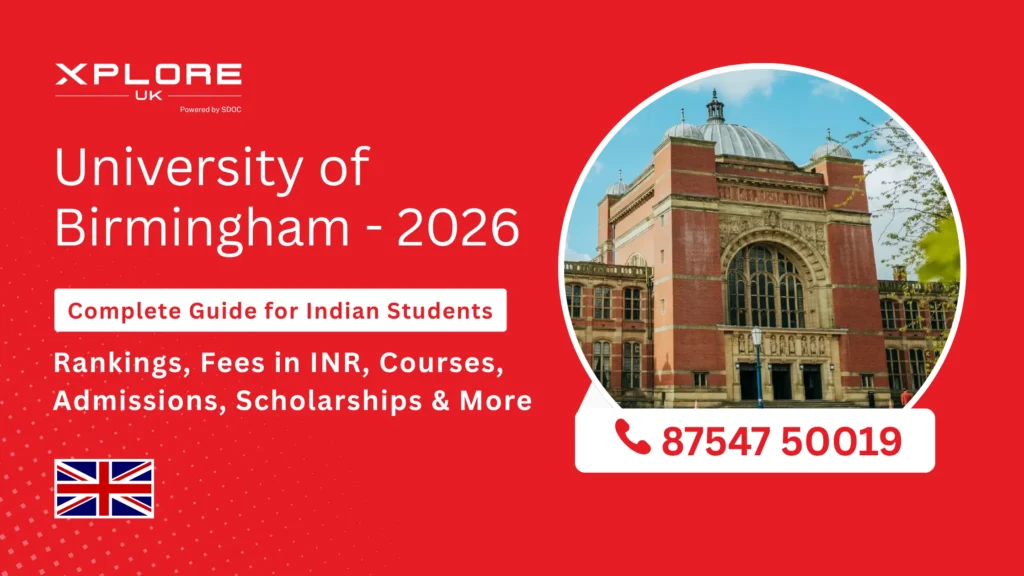 University of Birmingham campus buildings and student area in Birmingham UK.