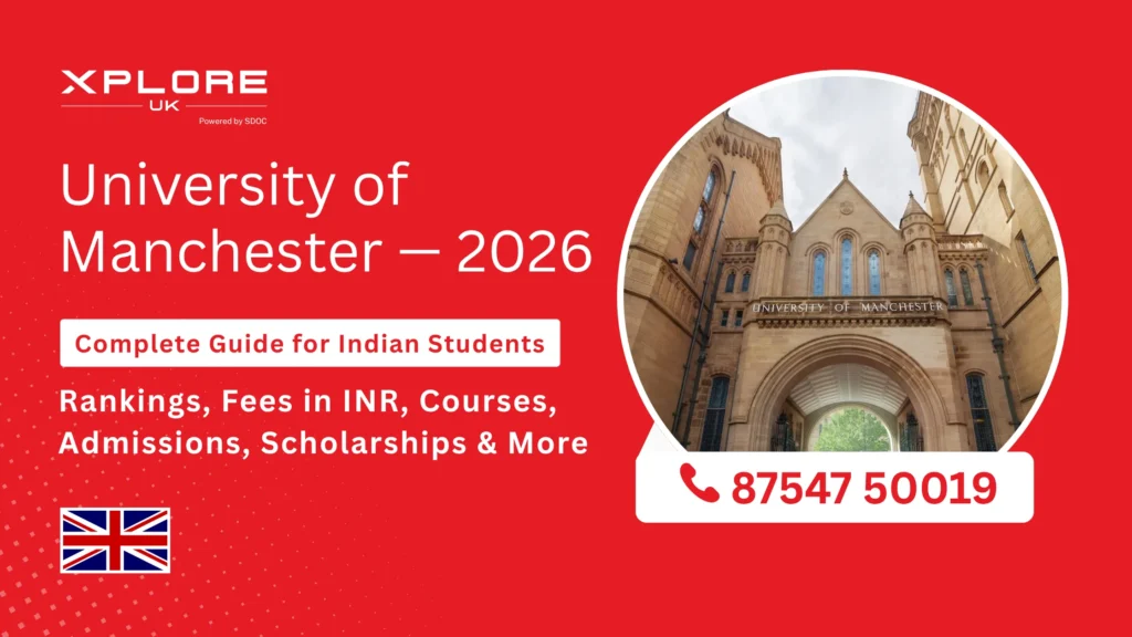 University of Manchester campus buildings and student area in Manchester UK